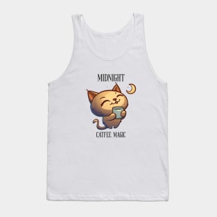 Midnight Catfee Magic | Cat, Moon and a Cup Tank Top